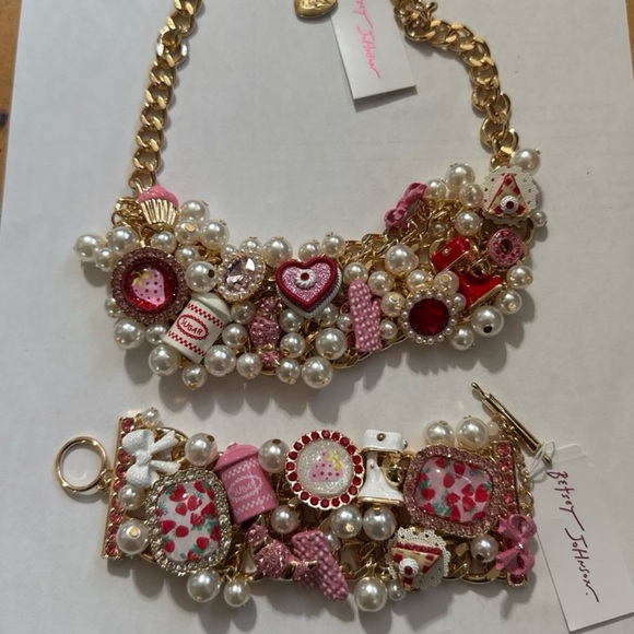 Betsey Johnson Pink and Gold Statement Necklace